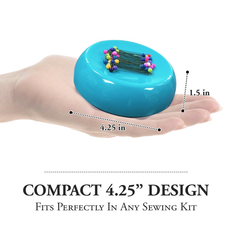 Grabbit Magnetic Sewing Pincushion with 50 Plastic Head Pins â€“ Magnet Pin Organizer for Quilting, Embroidery, Needles, Bobby Pins, & Craft Storage, Teal - Image 5